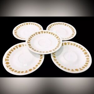 Corelle Vintage 1970’s White Butterfly Gold Set Of 6 Saucers By Corning Ware